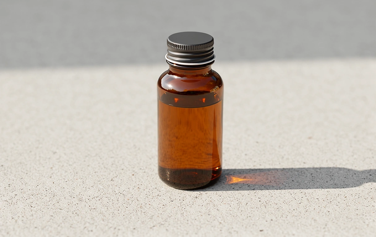 Suplementos naturais em frasco de vidro